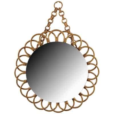 1960 Round Rattan Mirror