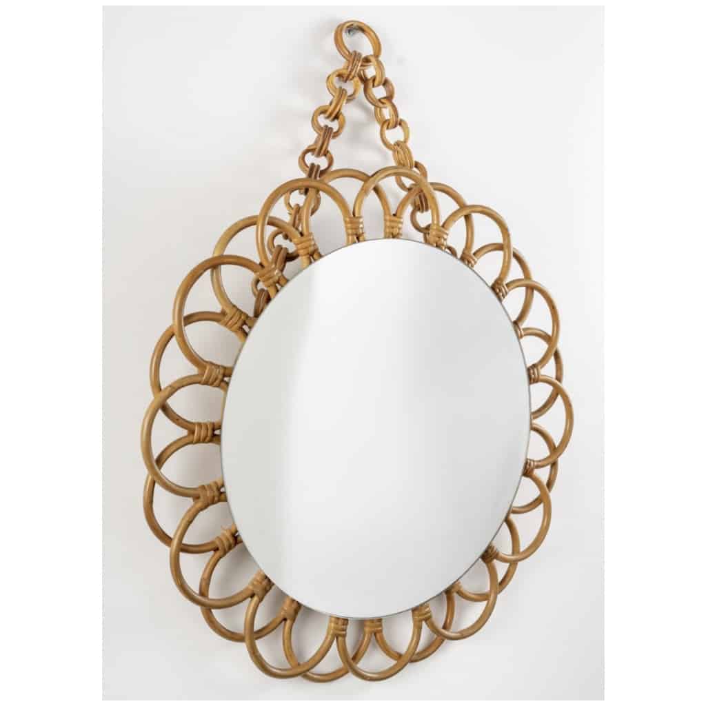 1960 Round Rattan Mirror 4