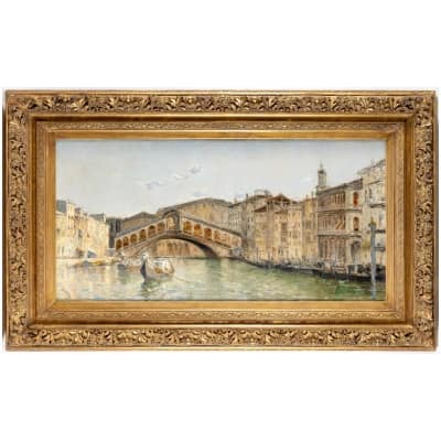 Frank Myers Boggs Huile sur toile Venise du Pont du Rialto vers 1890