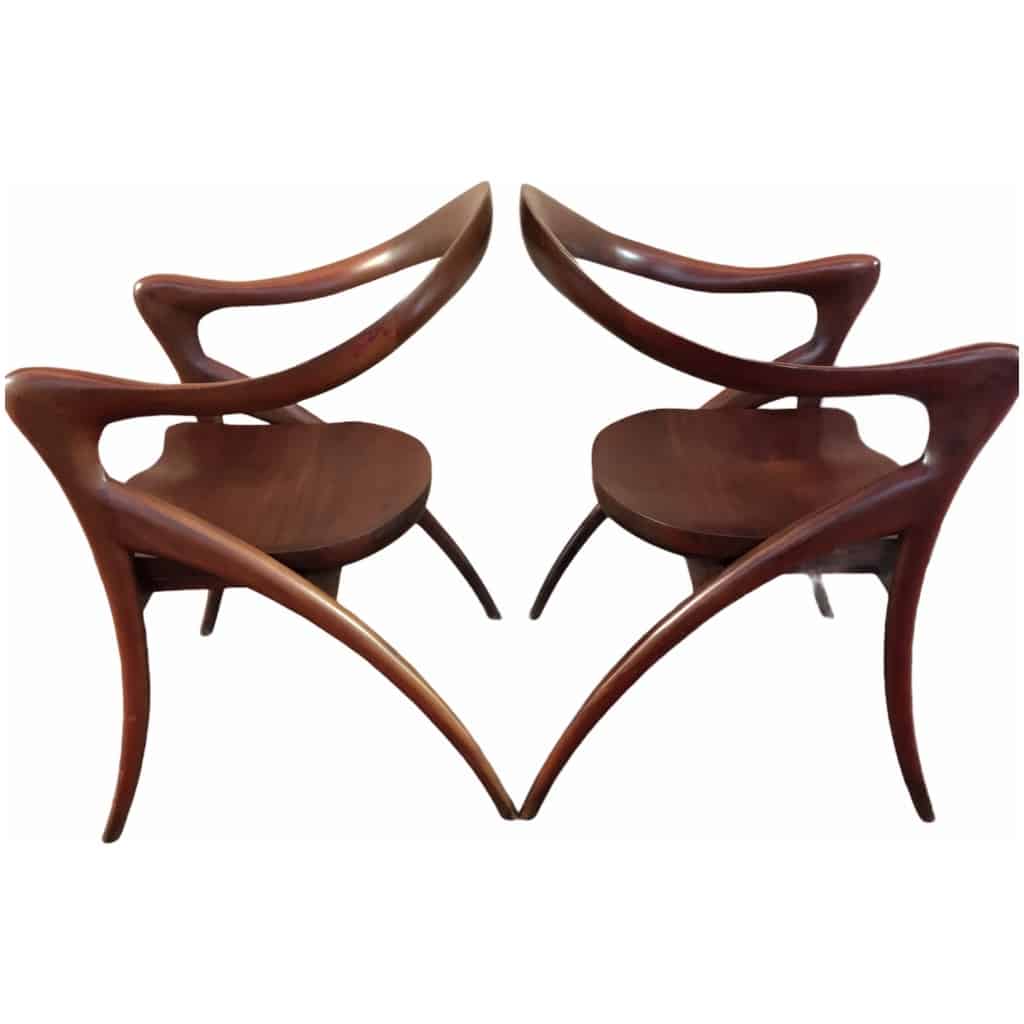 Pair Of Mahogany Armchairs By Olivier De Schrijver Ode To Women 3