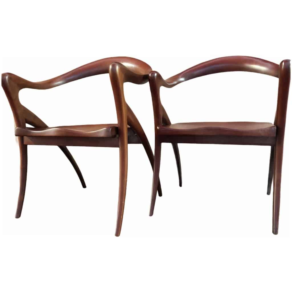 Pair Of Mahogany Armchairs By Olivier De Schrijver Ode To Women 7