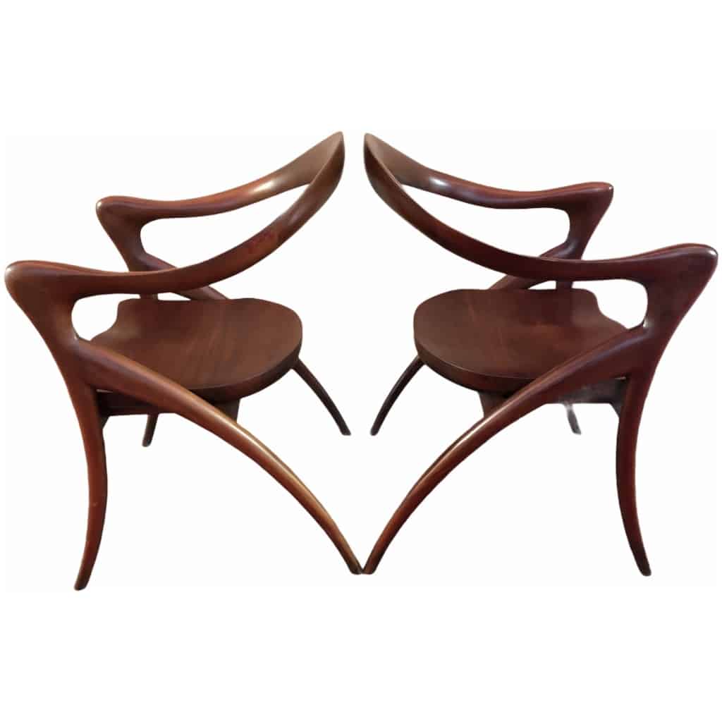 Pair Of Mahogany Armchairs By Olivier De Schrijver Ode To Women 6
