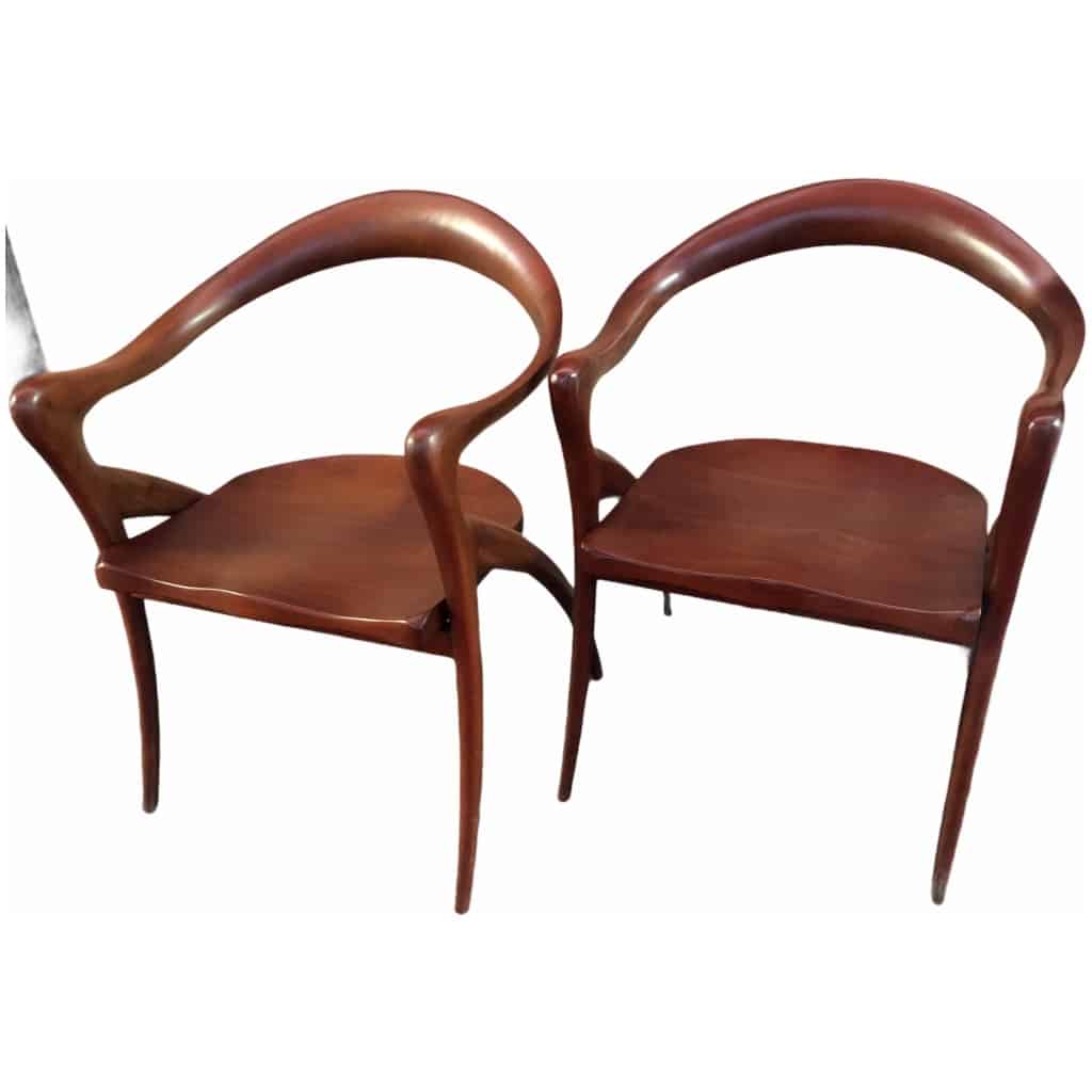 Pair Of Mahogany Armchairs By Olivier De Schrijver Ode To Women 4