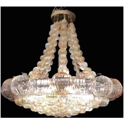 Lustre Murano / Veronese Soucoupe à Armature En Métal Ornementé De Boules De Verre Soufflé 3