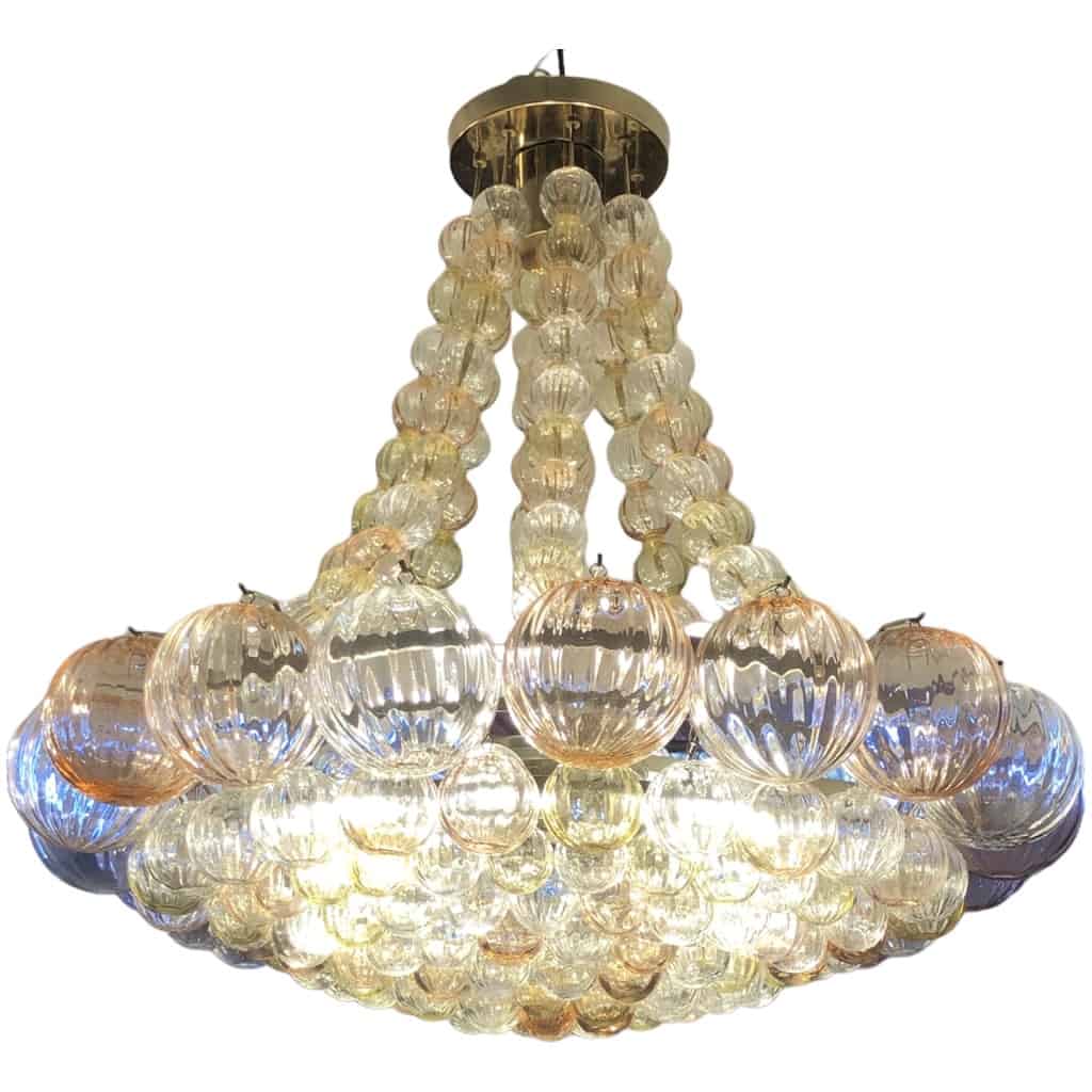 Lustre Murano / Veronese Soucoupe à Armature En Métal Ornementé De Boules De Verre Soufflé 7