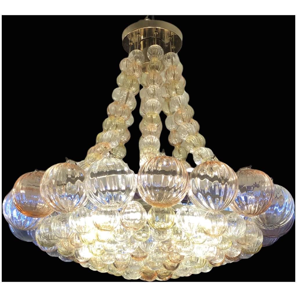 Lustre Murano / Veronese Soucoupe à Armature En Métal Ornementé De Boules De Verre Soufflé 6