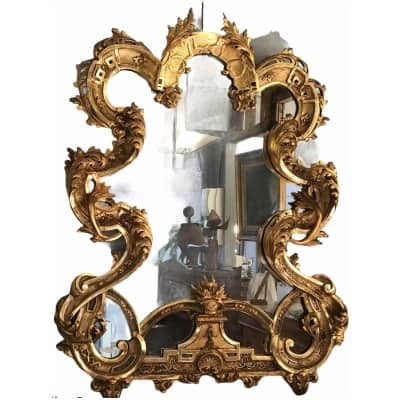 Rocaille Mirror In Golden Wood 19th