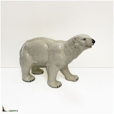 Glazed earthenware bear, width. 25 cm, (Deb. XNUMXth)