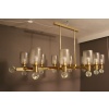 Grand lustre ovale en laiton et verre de Murano champagne 19