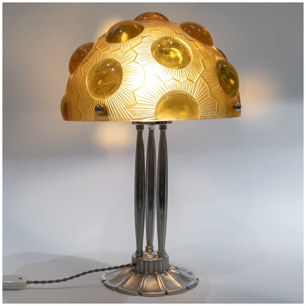 1926 René Lalique – Yellow Glass And Nickel-plated Bronze Sun Lamp 8