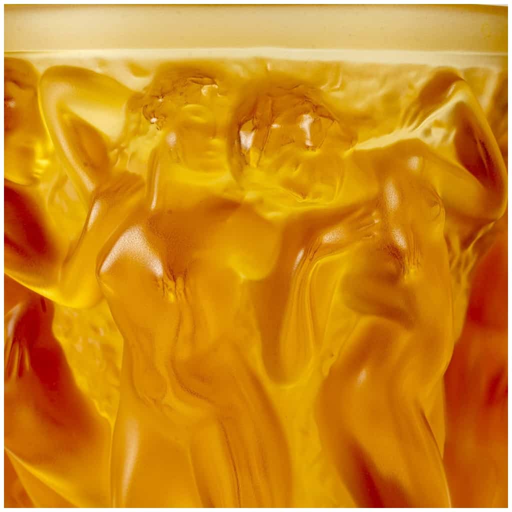 2007 Lalique France – Vase Bacchantes Cristal Ambre Numéroté – Neuf 6