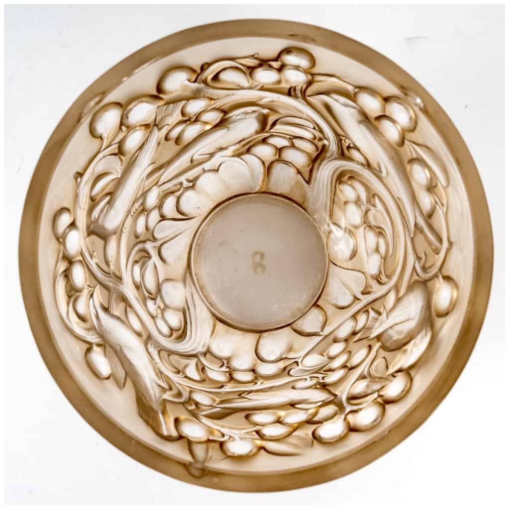 1927 René Lalique – Vase Avallon Verre Blanc Patiné Sépia 6
