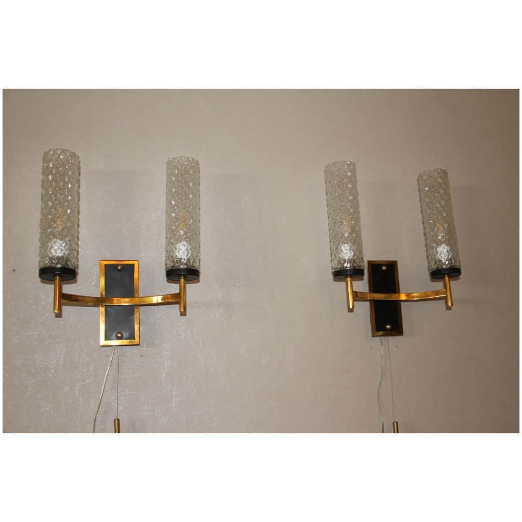 Pair of vintage Maison Lunel sconces from the 1950s 3