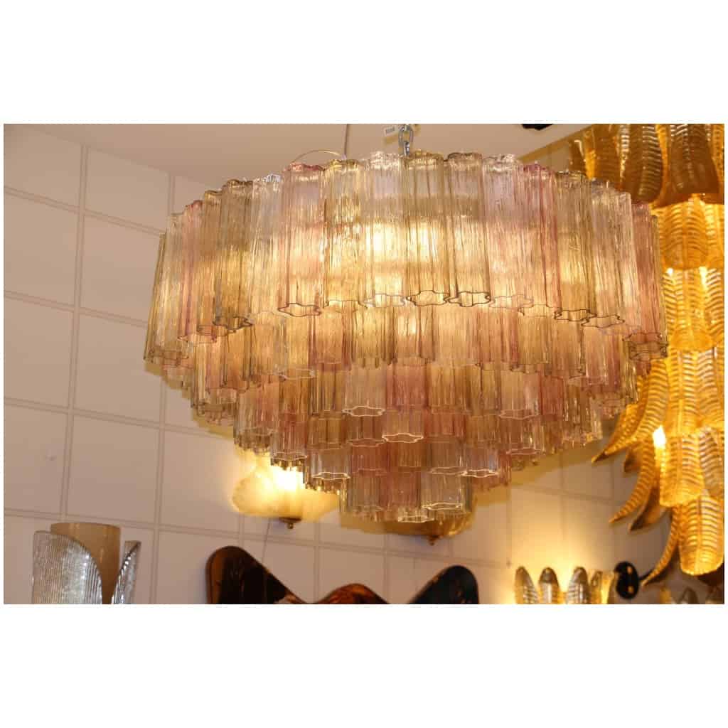 Venini chandelier in pink white and amber Murano glass 3