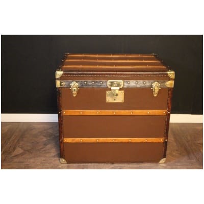 Malle Moynat ancienne à chapeaux en toile brune