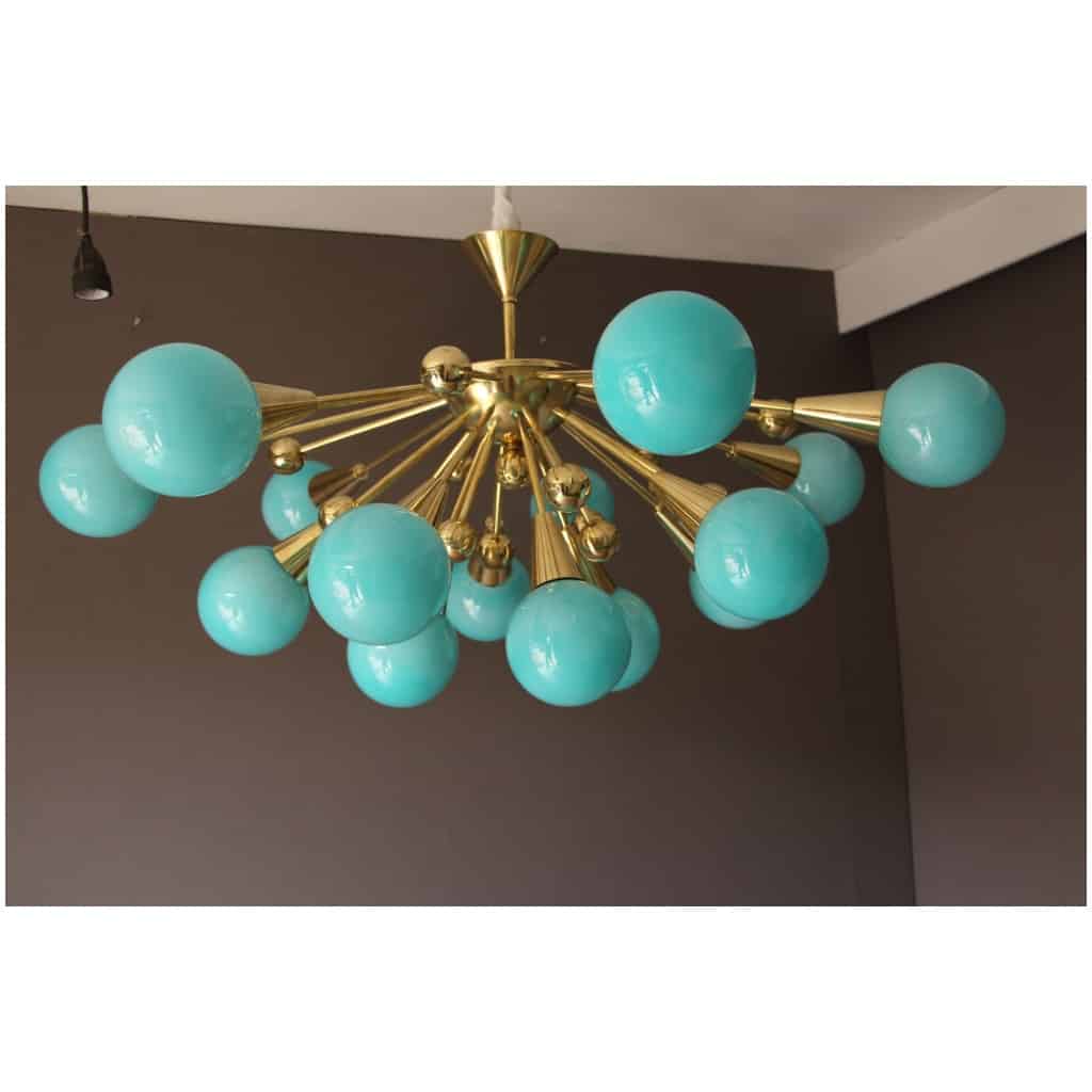 Half sputnik chandelier in turquoise blue glass 3
