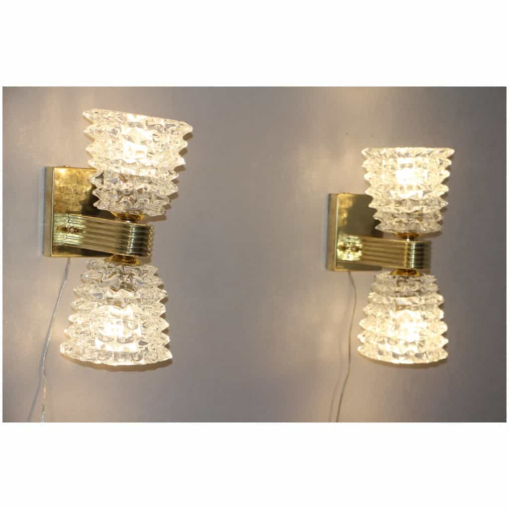 Pair of Murano Rostrato Glass Sconces by Barovier e Toso, Clear Glass 3