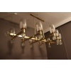 Grand lustre ovale en laiton et verre de Murano champagne 20