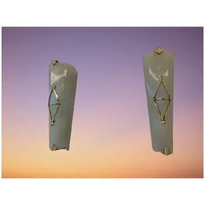 Pair of Petitot cinema sconces in striated glass 3