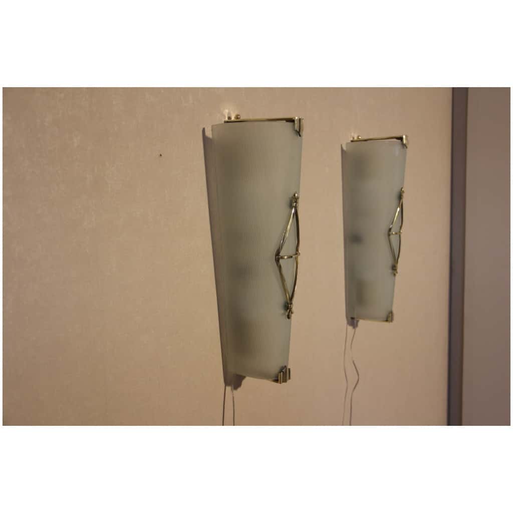 Pair of Petitot cinema sconces in striated glass 12