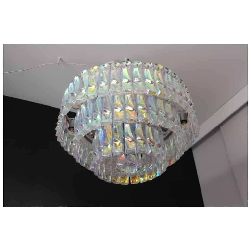 Venini chandelier in pink white and amber Murano glass 12
