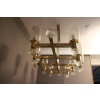 Grand lustre ovale en laiton et verre de Murano champagne 29