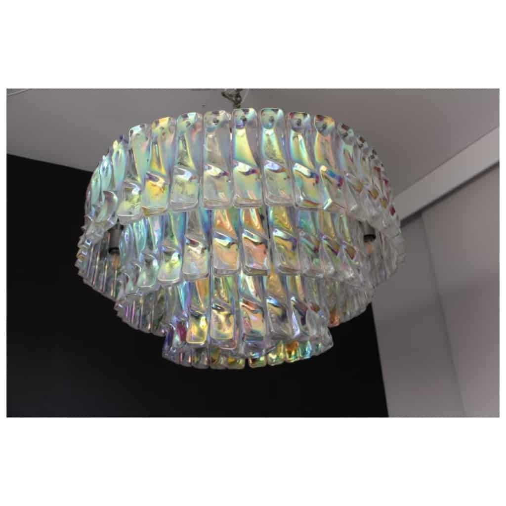 Venini chandelier in pink white and amber Murano glass 13