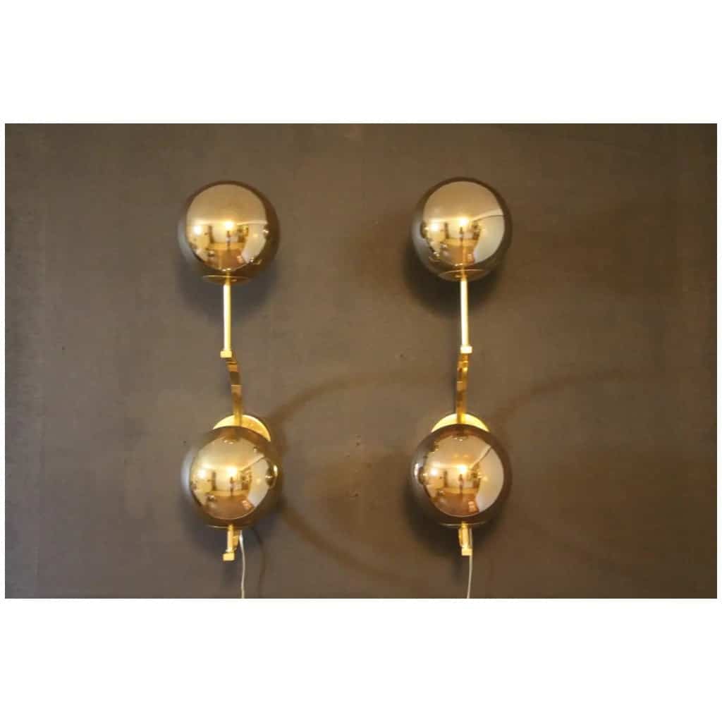 Pair of modern Italian sconces in brass and golden mercury glass 5