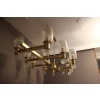 Grand lustre ovale en laiton et verre de Murano champagne 30