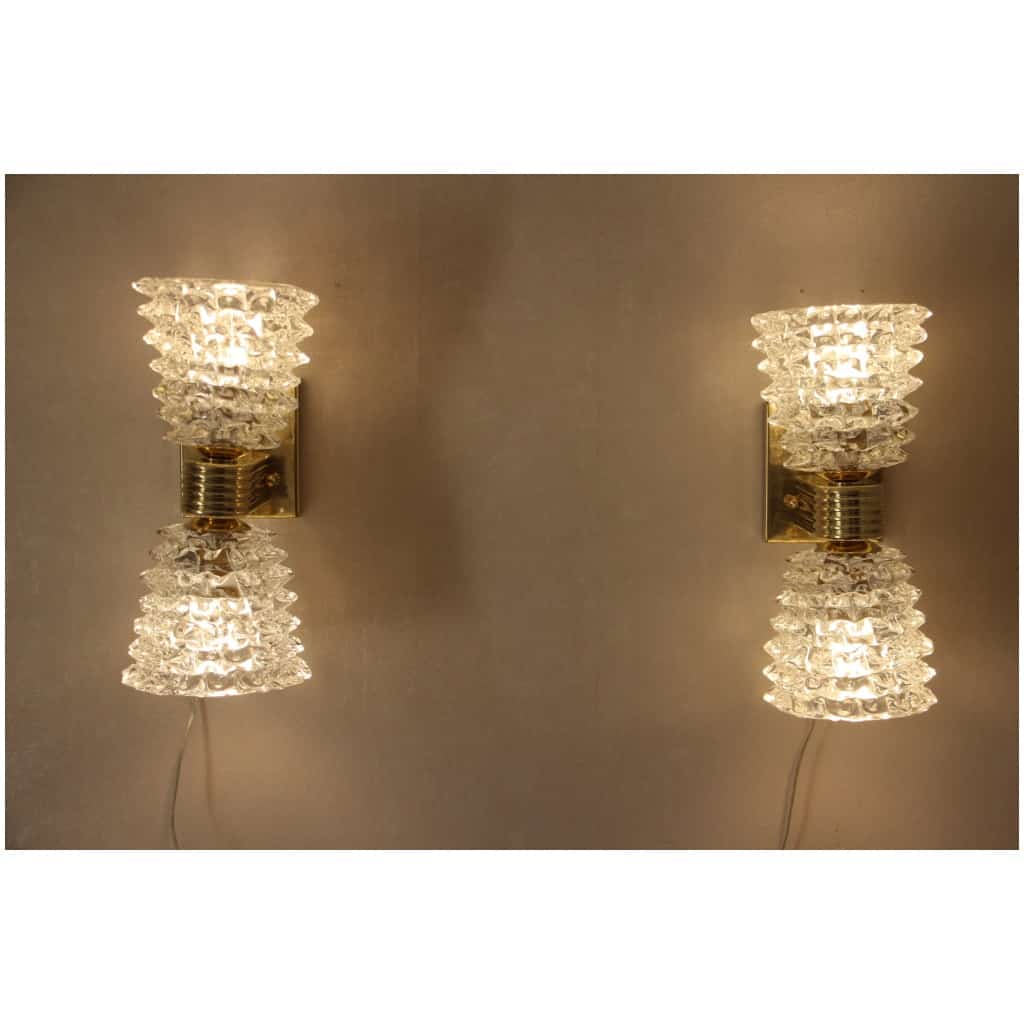 Pair of Murano Rostrato Glass Sconces by Barovier e Toso, Clear Glass 14