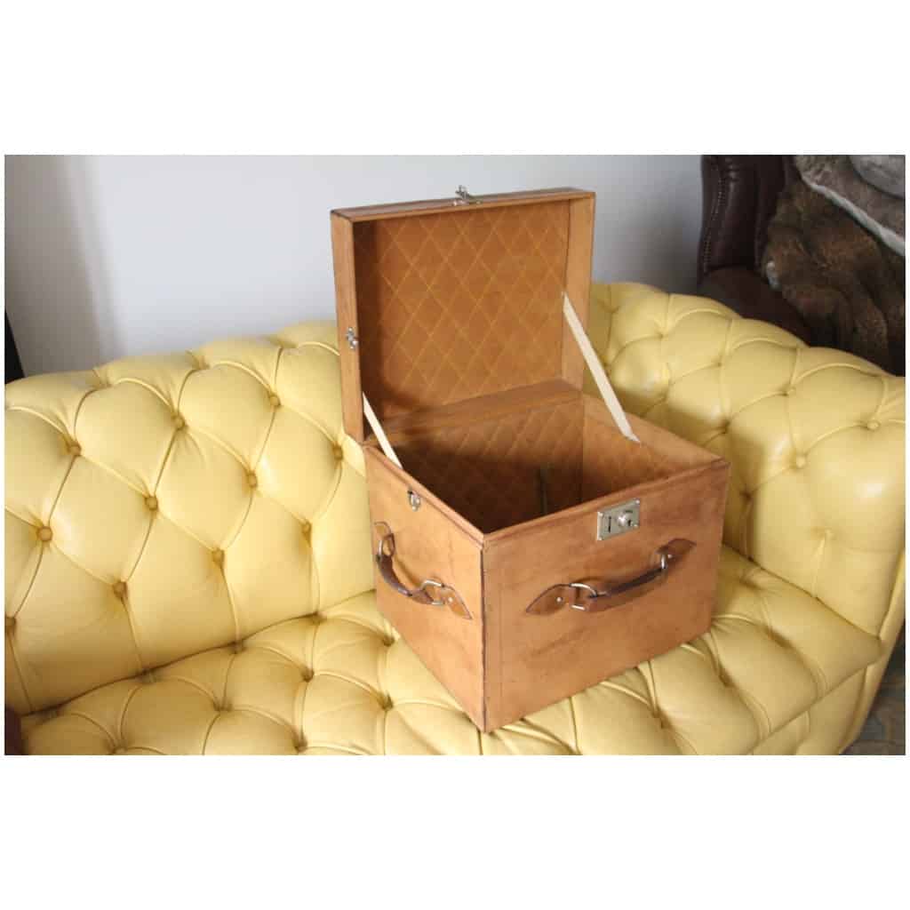 Leather hat cube trunk, travel trunk 14