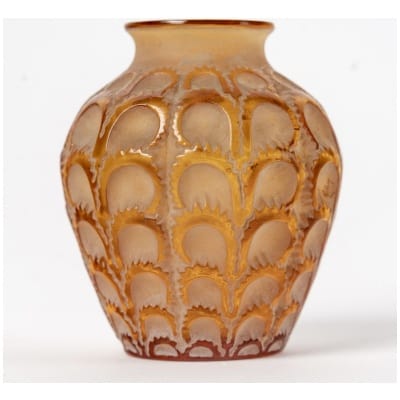 1931 René Lalique – Laitrons Vase Amber Yellow Glass Beige Patina