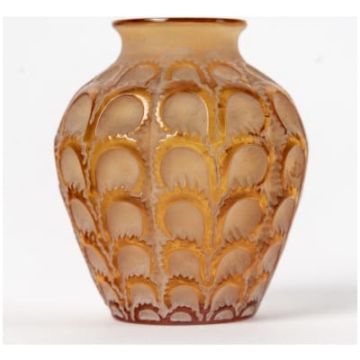 1931 René Lalique – Vase Laiterons Verre Jaune Ambré Patiné Beige