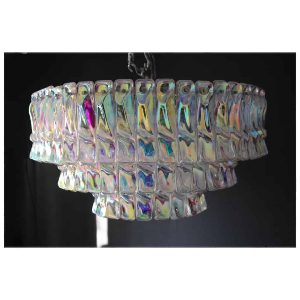 Venini chandelier in pink white and amber Murano glass 15