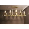 Grand lustre ovale en laiton et verre de Murano champagne 32