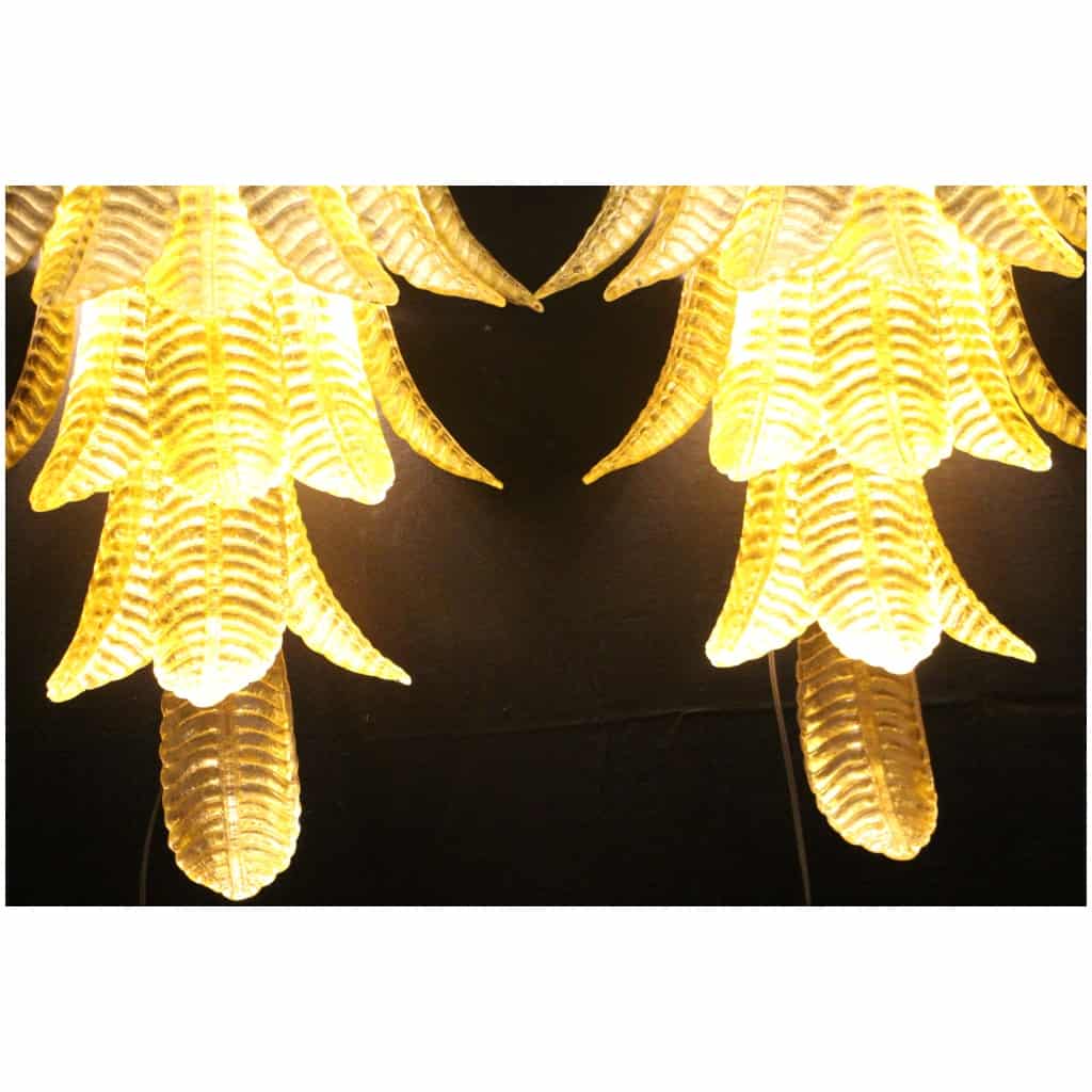 Pair of long sconces in golden Murano glass in the shape of a palm tree 16