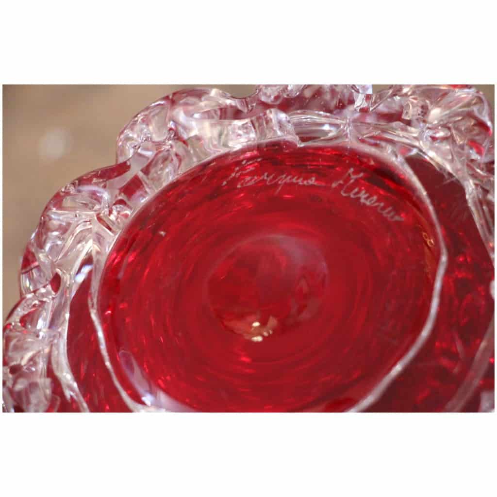 Ancien vase en verre de Murano rouge Rostrato rubis 16