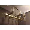 Grand lustre ovale en laiton et verre de Murano champagne 33