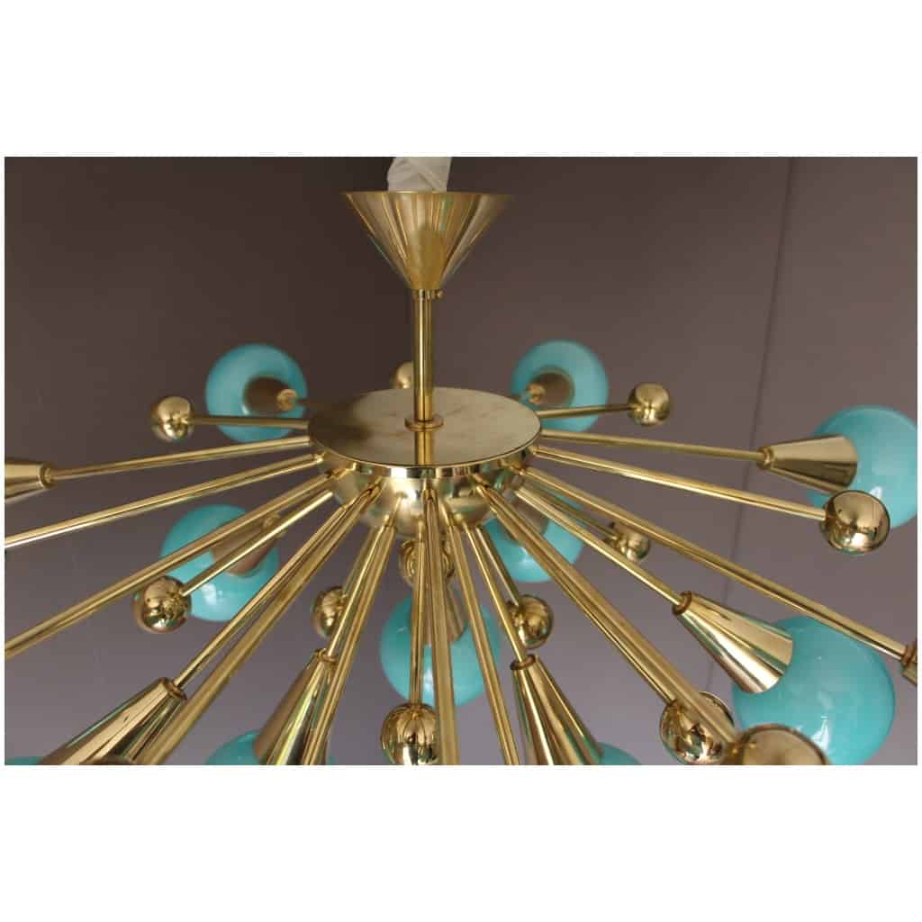 Half sputnik chandelier in turquoise blue glass 17
