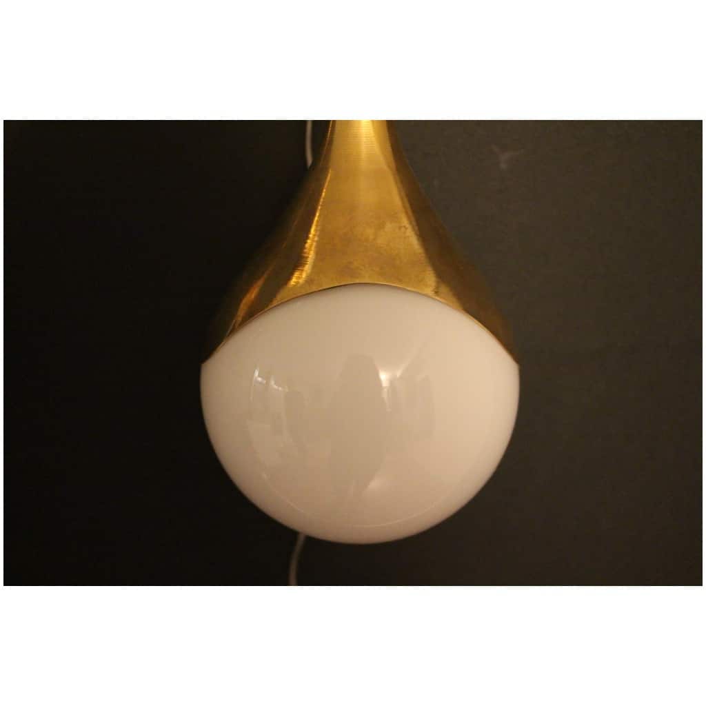 Pair of White Murano Glass and Brass Wall Sconces, Style Stilnovo 17