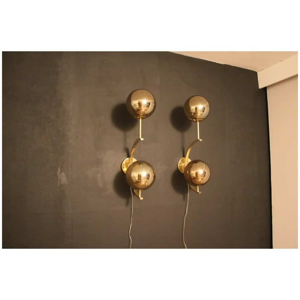 Pair of modern Italian sconces in brass and golden mercury glass 8