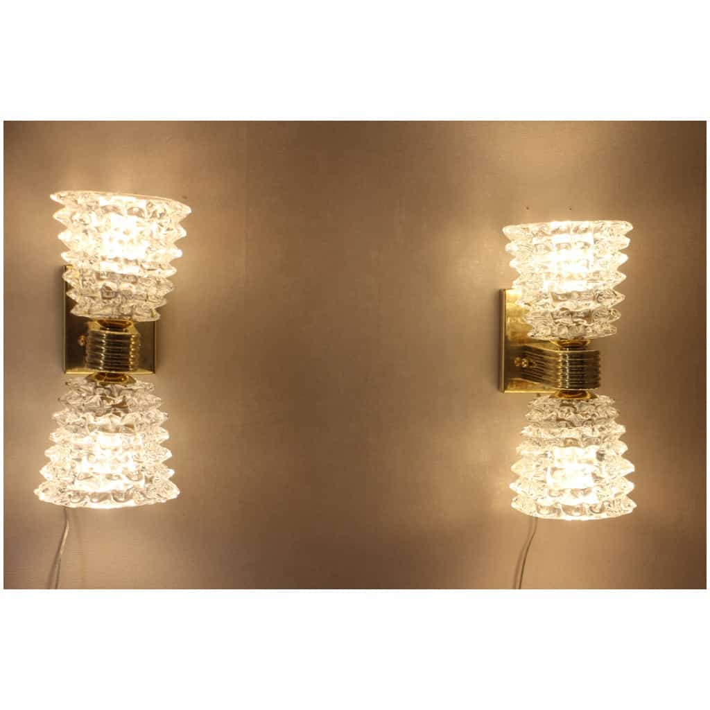 Pair of Murano Rostrato Glass Sconces by Barovier e Toso, Clear Glass 17