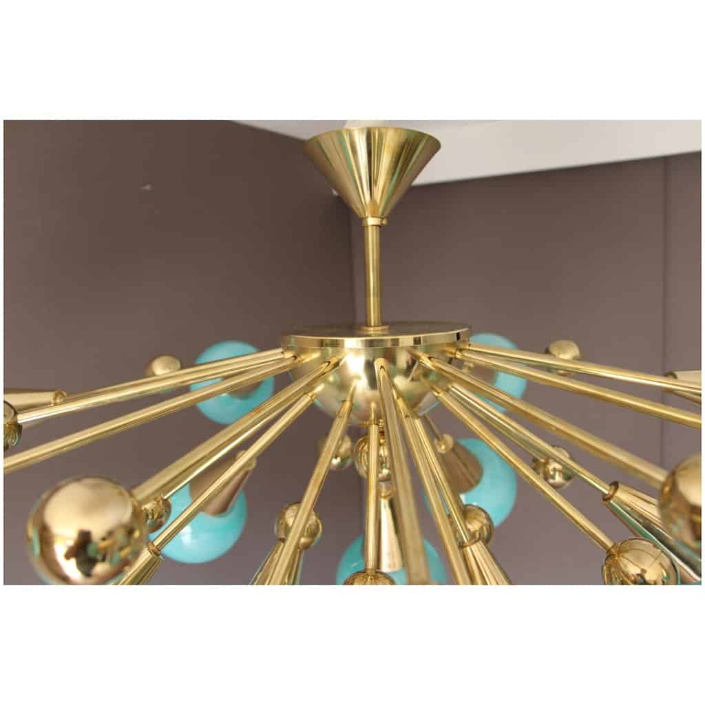 Half sputnik chandelier in turquoise blue glass 18