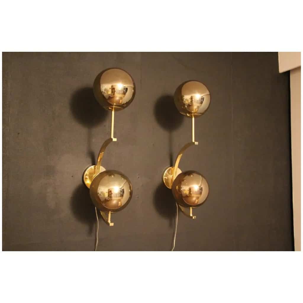 Pair of modern Italian sconces in brass and golden mercury glass 9