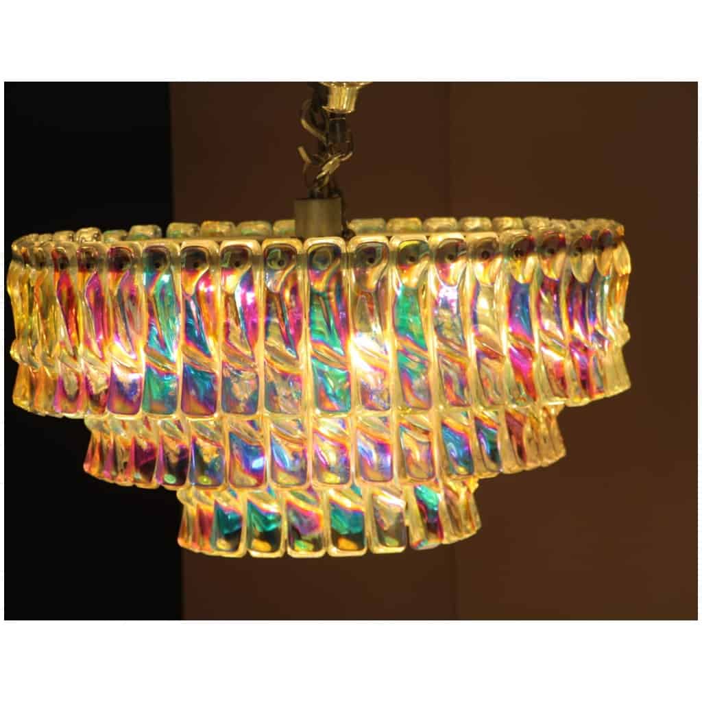 Venini chandelier in pink white and amber Murano glass 18