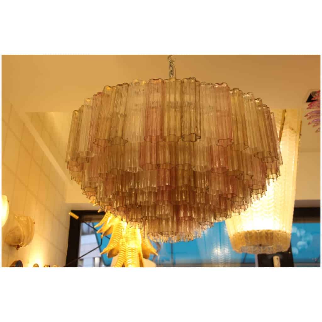 Venini chandelier in pink white and amber Murano glass 19
