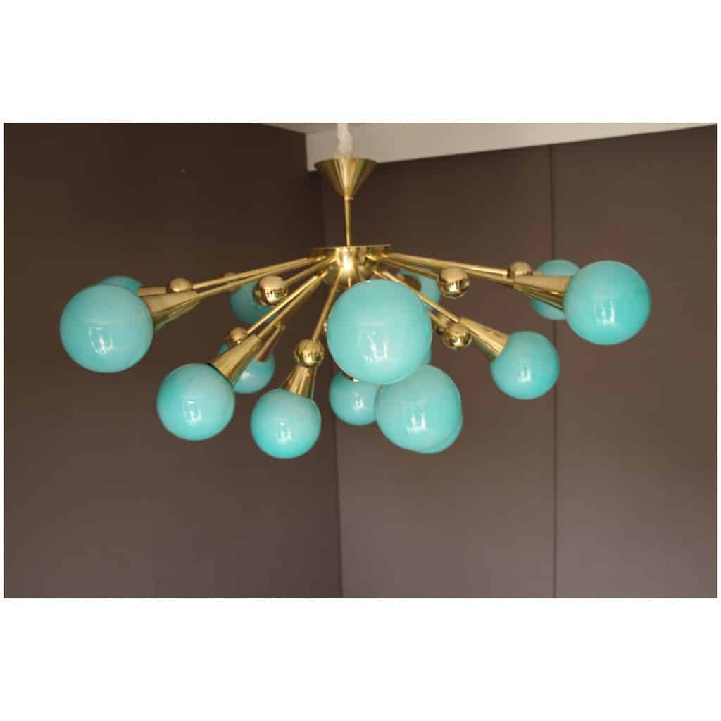 Half sputnik chandelier in turquoise blue glass 19