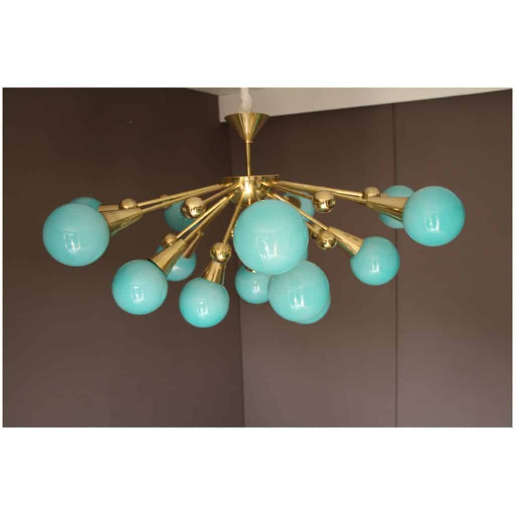 Lustre demi spoutnik en verre bleu turquoise 19