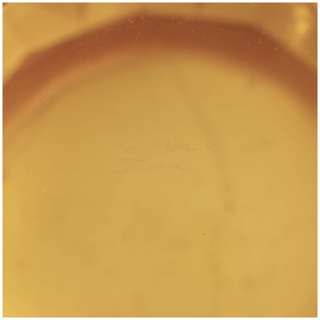Lalique France – Vase Languedoc Cristal Jaune Ambré 8
