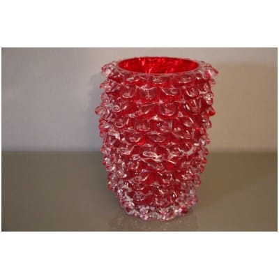 Old Ruby Rostrato Red Murano Glass Vase